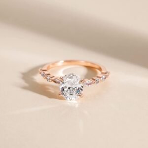 EAMTI 925 Sterling Silver Ring Oval Cut Cubic Zirconia Engagement Rings Solitaire Halo Promise Ring For Women Size 3-13