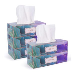 Plush Facial Tissues 130 Per Box Size 7″ X 6.9″ 2 Ply,Soft, Smooth, Great for Bathroom, Office, Store, School,Home, Kitchen, Or in Your Car & in Every Room (Family pack Pack of 5, 650 Tissues total)