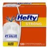 Hefty Strong Tall Kitchen Trash Bags, Unscented, 13 Gallon, 120 Count