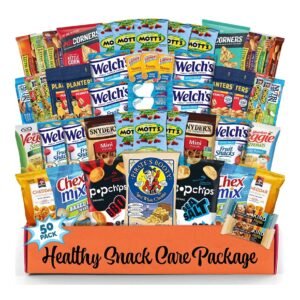 Healthy Snack Box Variety Pack Care Package (50 Count) Gift Basket,valentins day, College Student Crave Food Box, Nutritious Bars Chips, Birthday Sweet Treats for Adults Kids Teens Boys Girls